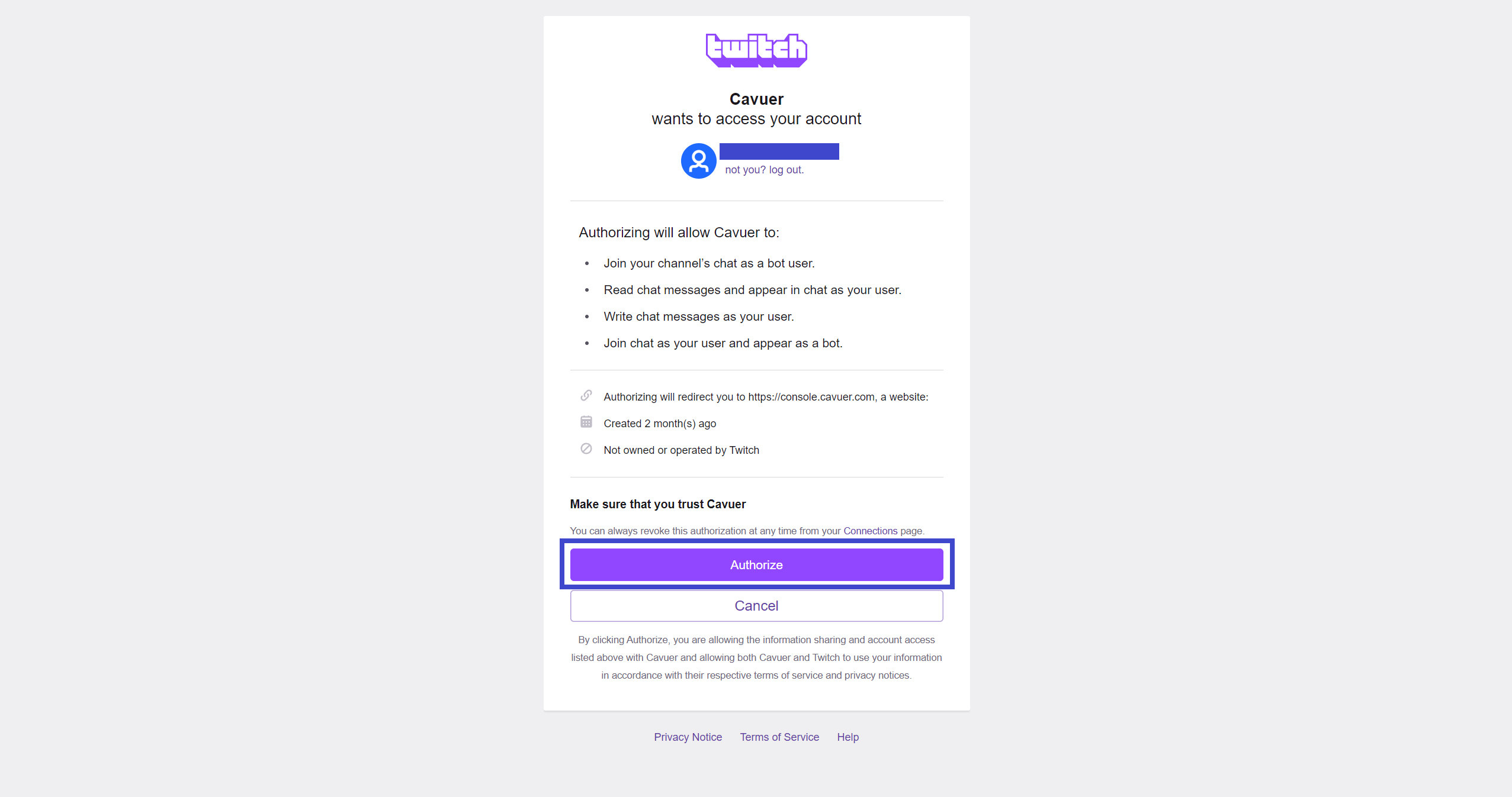 Авторизация Twitch