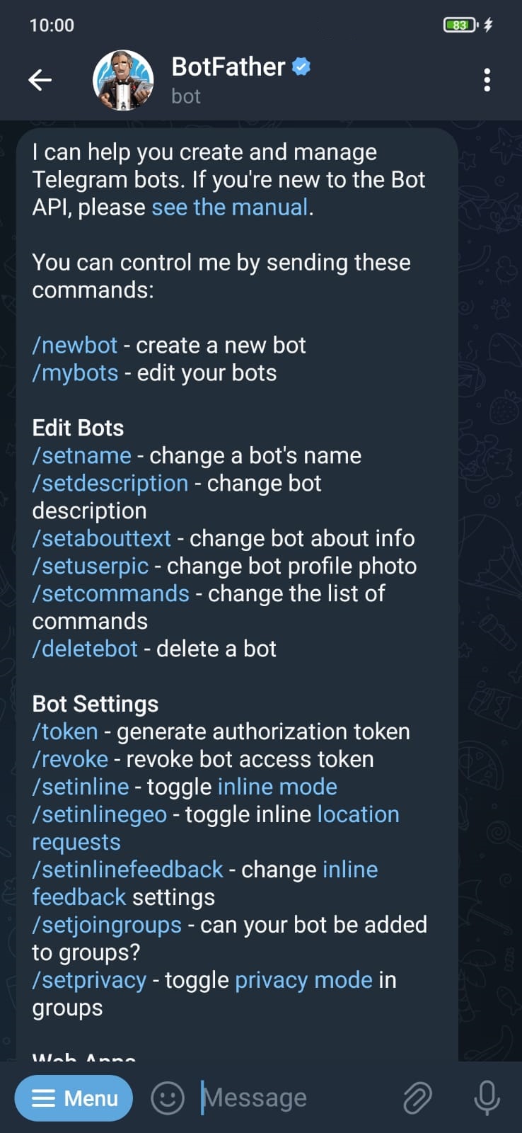 Bot commands